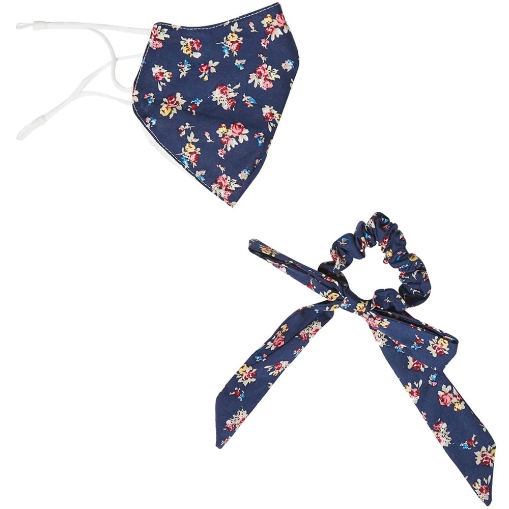 Free People matching scrunchie and face mask in Floral Navy NWT - Picture 2 of 2